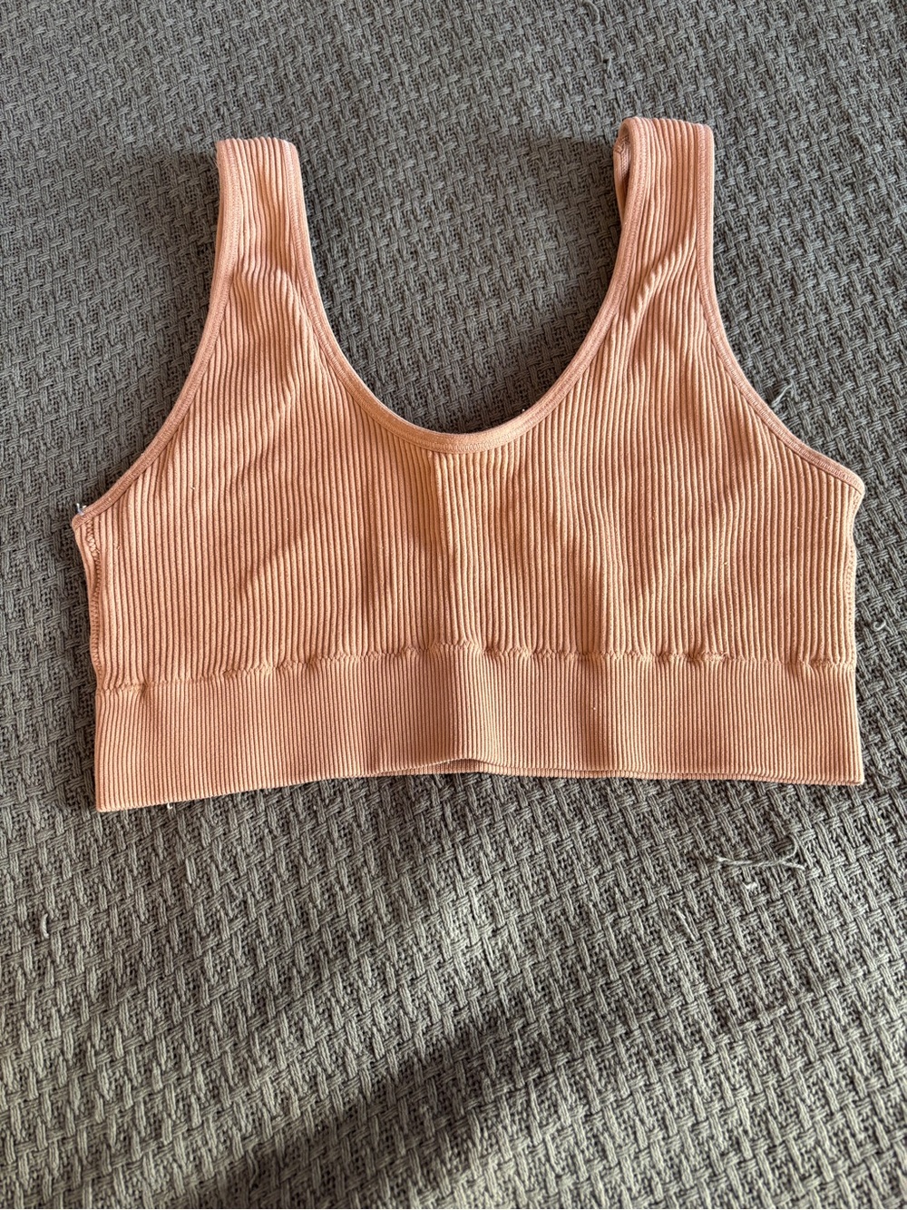 Aerie Seamless Ribbed Scoop Bralette - Peach No Pads.